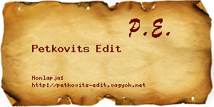 Petkovits Edit névjegykártya