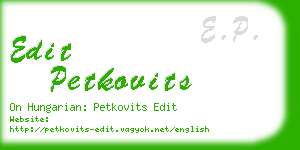 edit petkovits business card